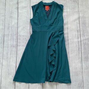 Modcloth Teal Sleeveless V-neck Ruffle Dress Dize Large